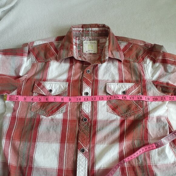 Ecoths Men's M 100% Cotton Red Plaid Made Fair Trade Button Down Shirt - Picture 10 of 12